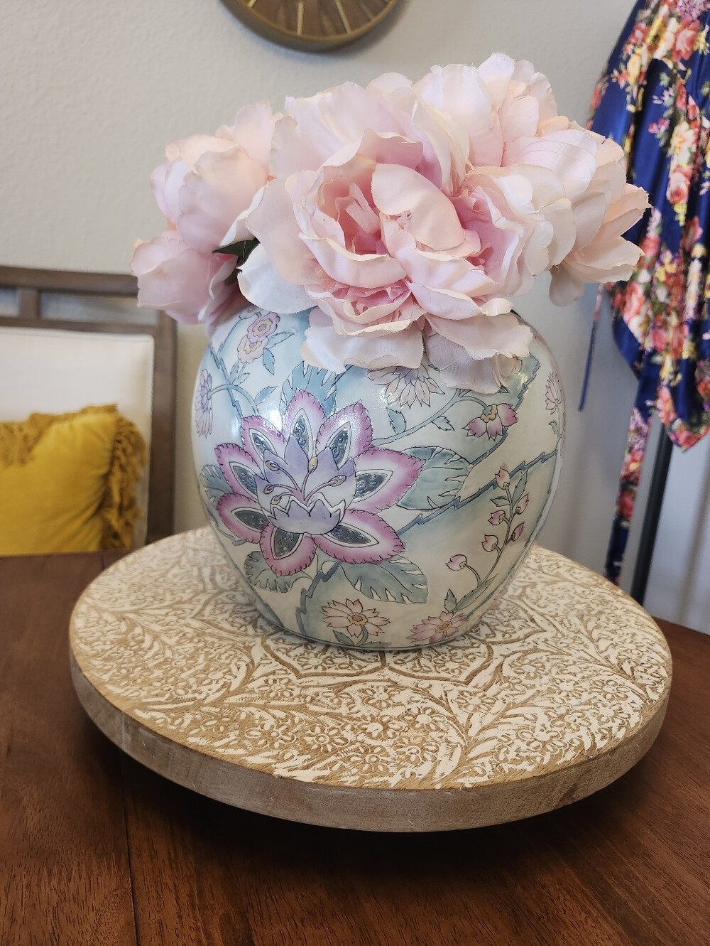 Pastel Floral Ginger Jar Vase